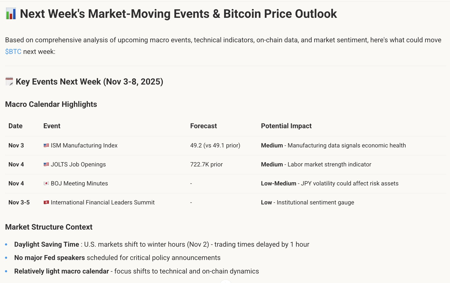 Key events next week (Nov 3-8, 2025) that could move the market